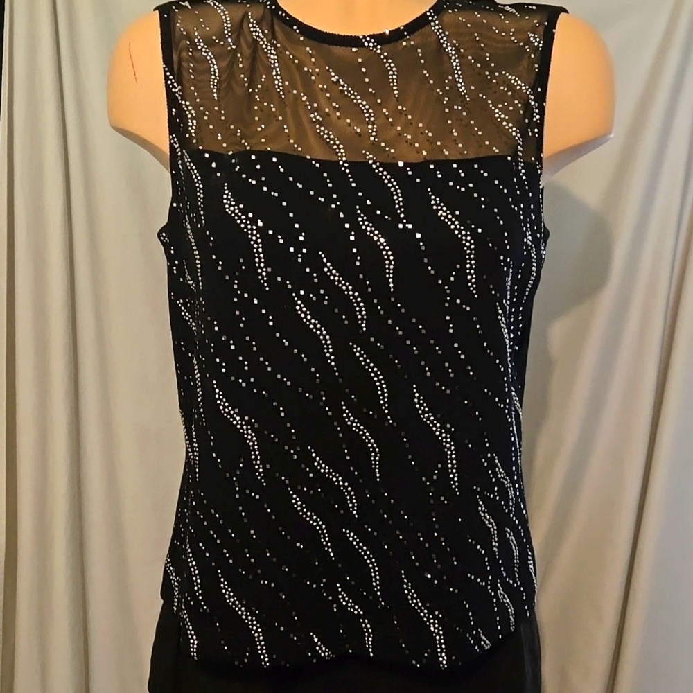 St. John Black shimmery dressy Knit Tank Top